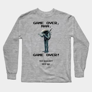 "Game over, man" in retro pixel art style Long Sleeve T-Shirt